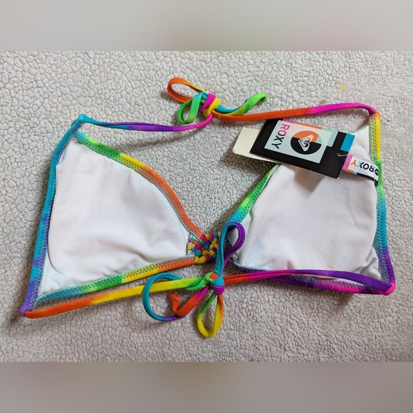 SOLD-Roxy K-Coast Sugar Shack Rainbow Tye dye Bikini Top - Picture 3 of 5